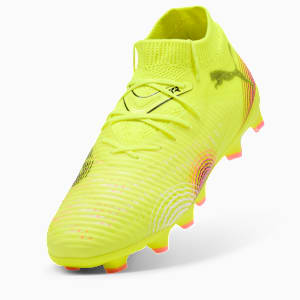 Chaussures de soccer à crampons pour terrain ferme/terrain artificiel FUTURE 8 PRO Enfant et adolescent, Yellow Alert-PUMA Black-Sun Struck, extralarge